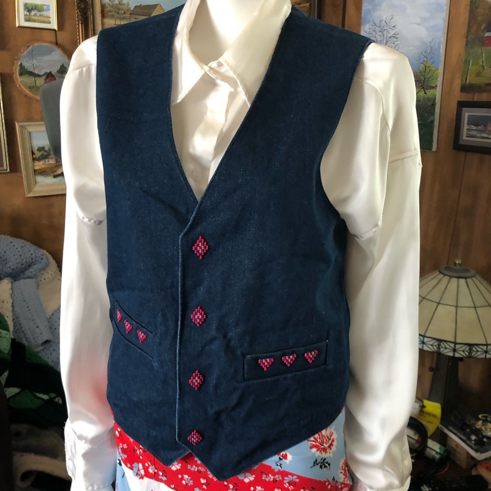 Handmade Beaded Denim Vest